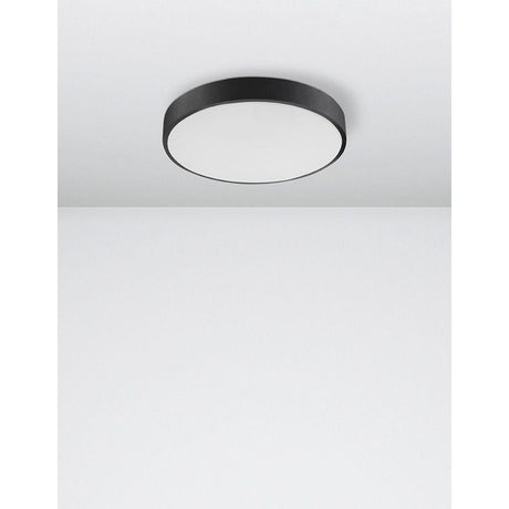 Hadon LED Deckenlampe Ø 40cm – matte schwarze runde Deckenleuchte mit warmweißem Diffusor, modernes Design für Wohnzimmer, Schlafzimmer oder Flur