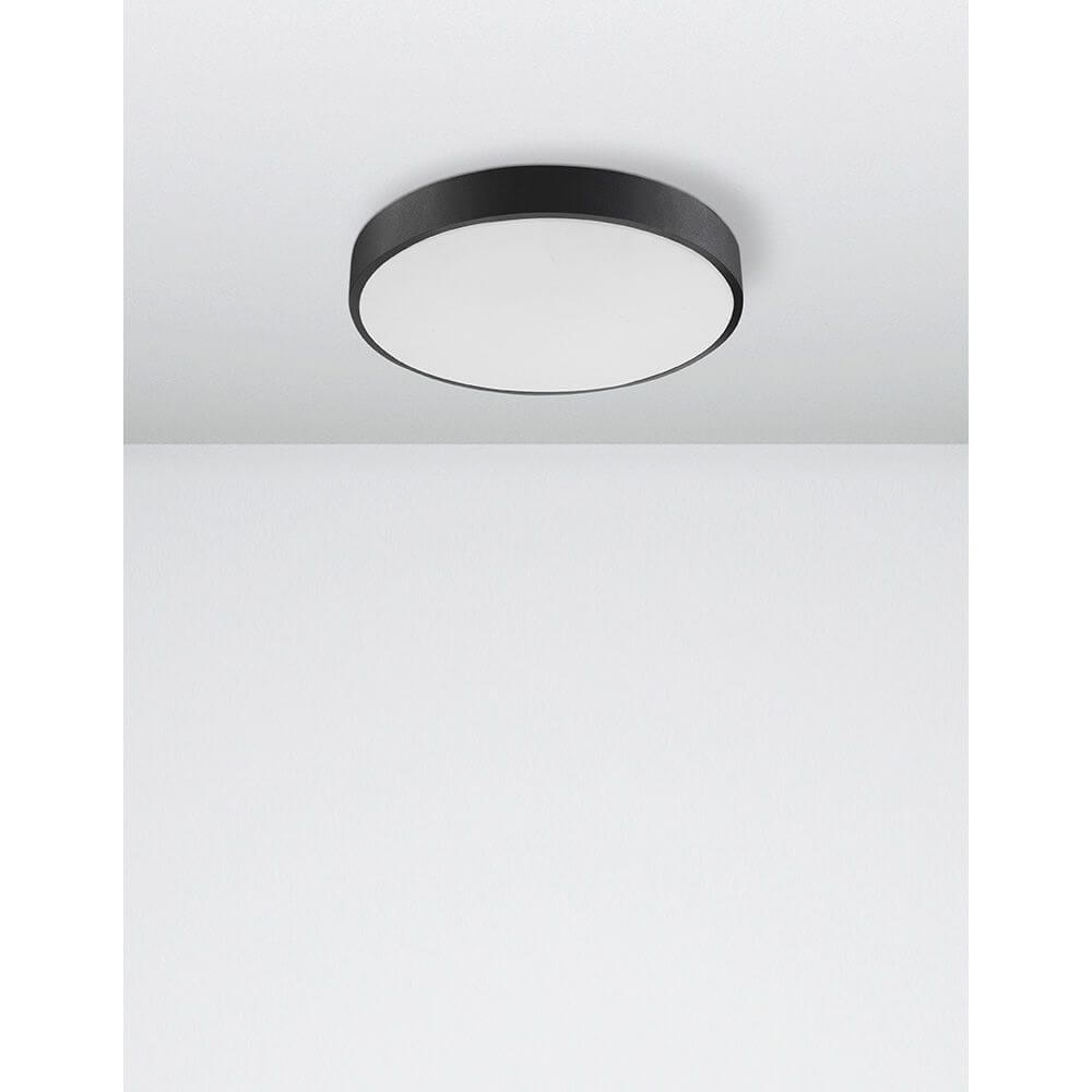 Hadon LED Deckenlampe Ø 40cm – matte schwarze runde Deckenleuchte mit warmweißem Diffusor, modernes Design für Wohnzimmer, Schlafzimmer oder Flur