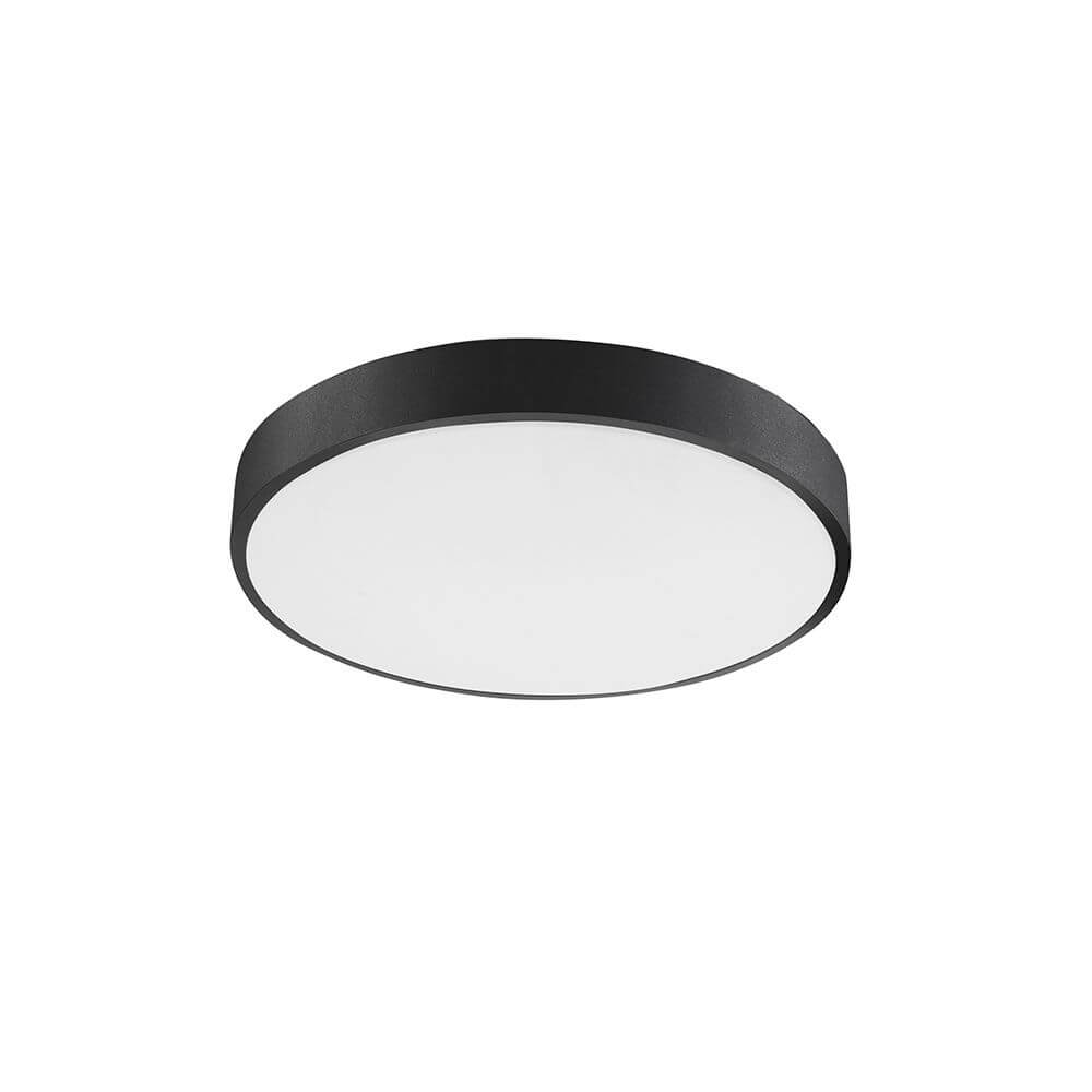Hadon LED Deckenlampe Ø 40cm – matte schwarze runde Deckenleuchte mit warmweißem LED-Diffusor, modernes Design für Wohnzimmer oder Flur