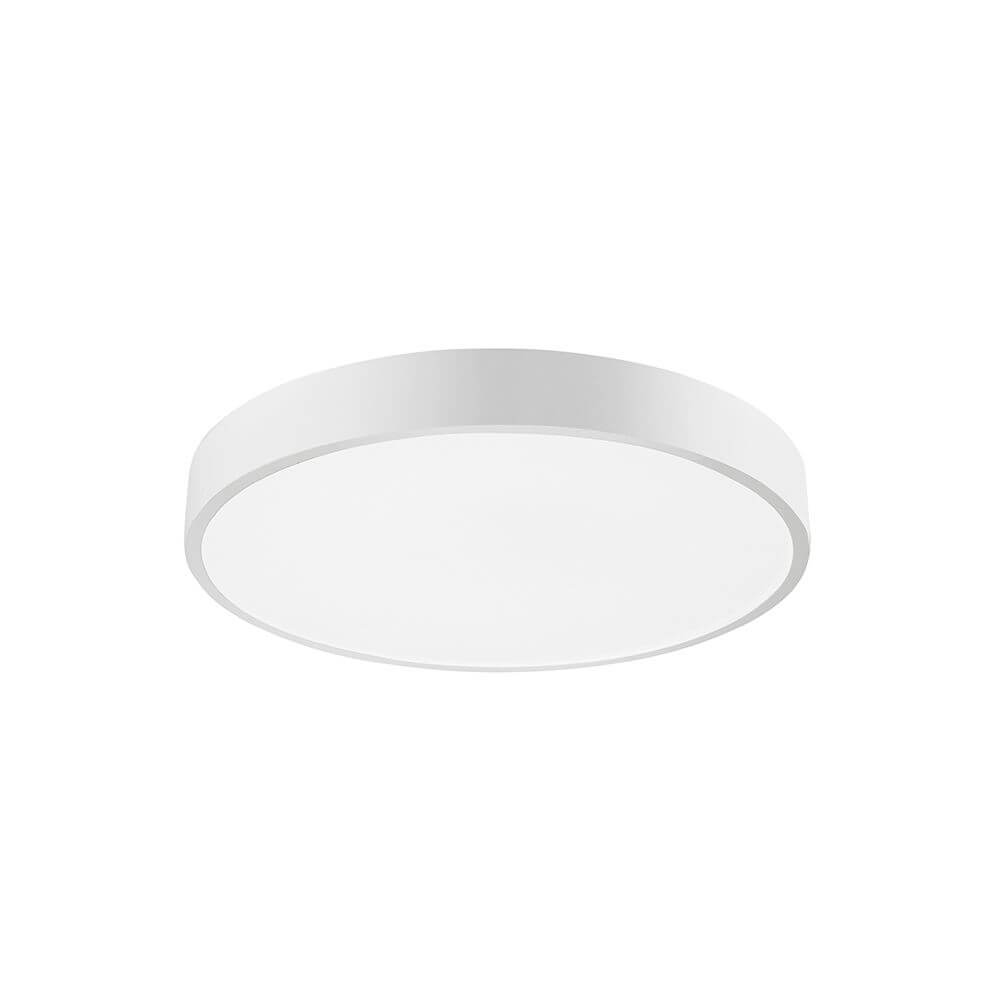 Alt Tag: Hadon LED Deckenlampe Ø 40cm in mattem Weiß, flache runde Deckenleuchte mit diffusor, warmweißes LED-Licht für Wohnzimmer/Schlafzimmer
