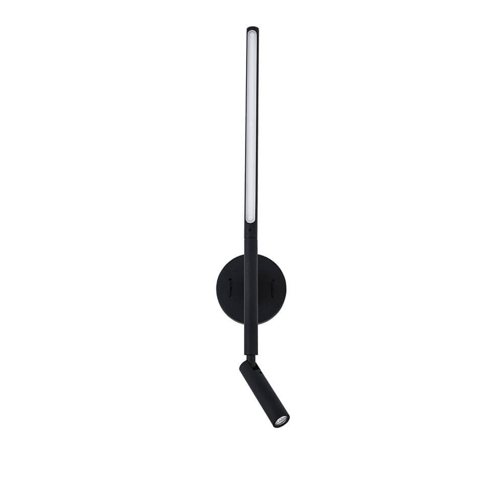 Handy LED Wandlampe 2-flammig in modernem und schlichtem Design, aus Acryl und Aluminium, schwarz.