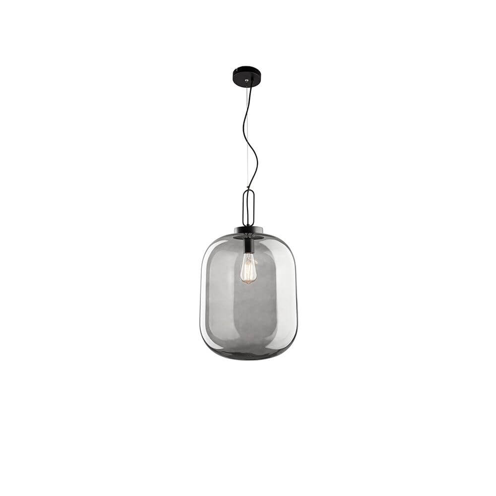 Hunter Pendellampe Glas Rauchfarben in modernem Design mit schwarzem und transparentem Glas.