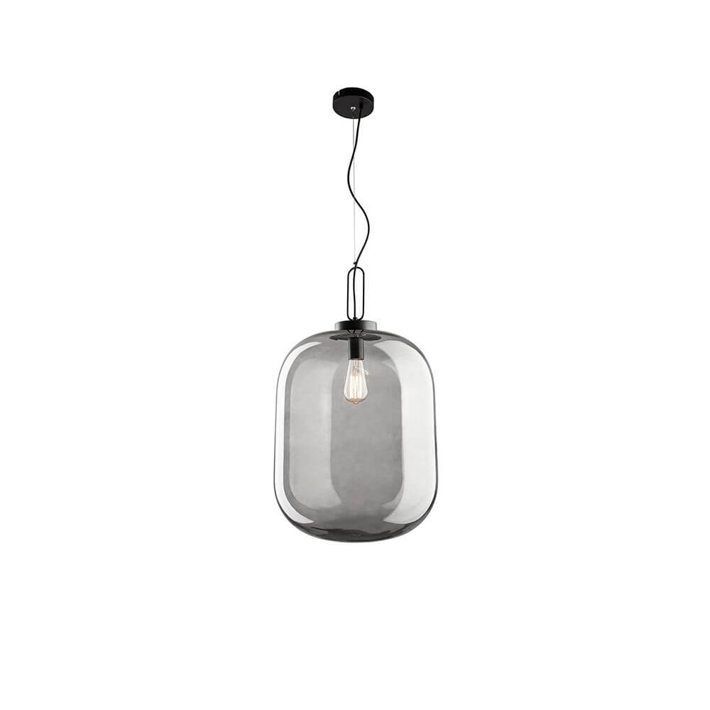 Hunter Pendellampe Glas Rauchfarben in elegantem Schwarz-Transparent-Design, ideal für modernes Wohnen.