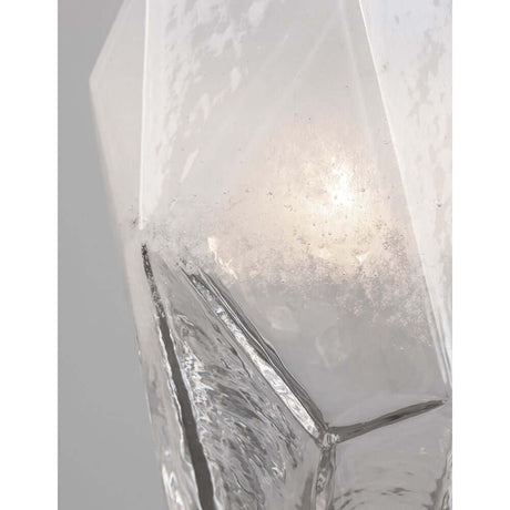 Ice Hängelampe 3-flammig Weiß, Klar - Detailaufnahme des Glaskörpers mit Licht.