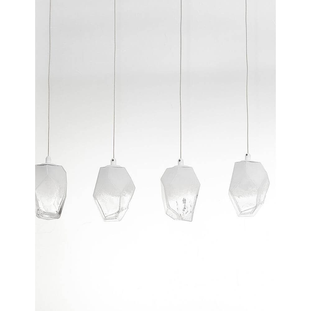Ice Glas-Pendelleuchte 5-flg. Verlaufend - moderne Deckenleuchte mit klarem Glas und schickem Design.