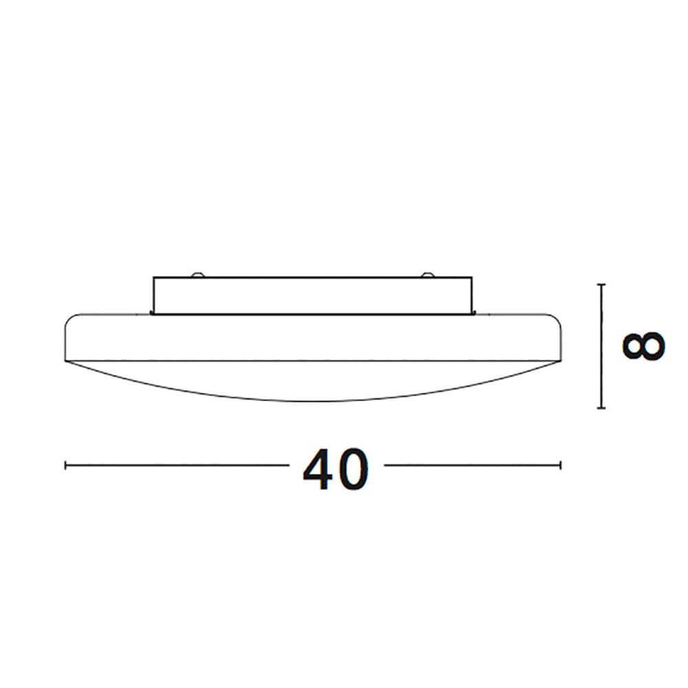 Nova Luce Ivi Bad Deckenlampe Weiß Glas technische Zeichnung mit Abmessungen 40x8 cm.