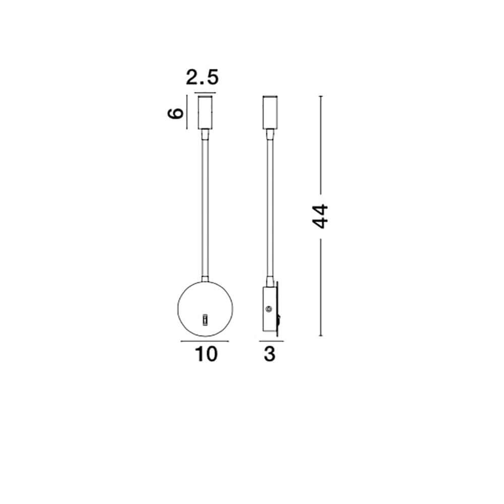 Nova Luce Jaco LED Wandleuchte Verstellbar technische Zeichnung mit Maßen