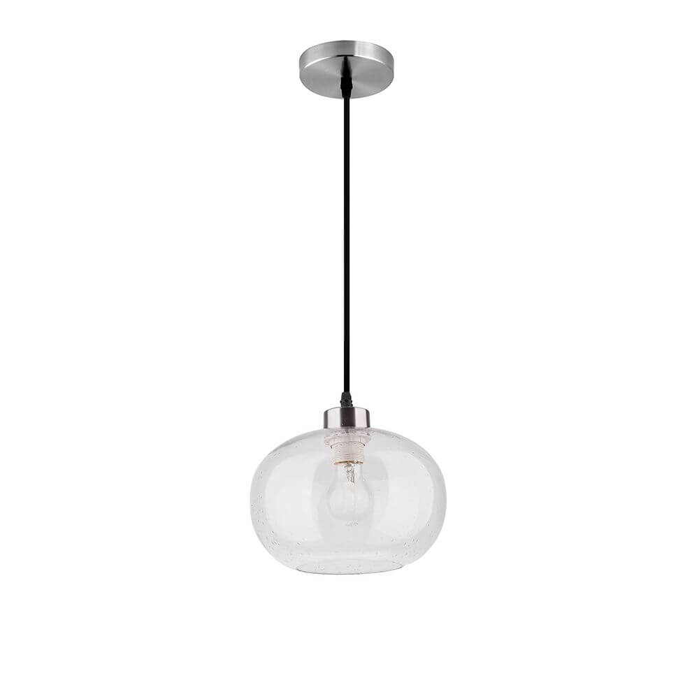 Jade Hängelampe aus Geblasenem Glas mit modernem Design und elegantem Schwarz und Silber.