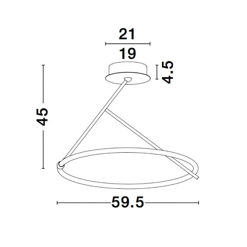 Technische Zeichnung der Janus LED Deckenleuchte Schwarz mit Maße und Designangaben.