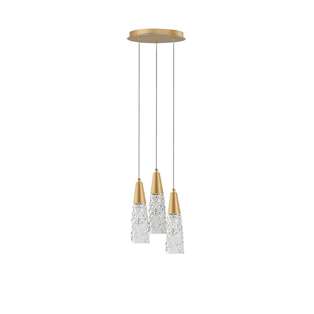 Kovac Hängelampe 3-flammig Glas Gold in elegantem Design mit dekorativem Glas, ideal für Esstisch oder Wohnzimmer.