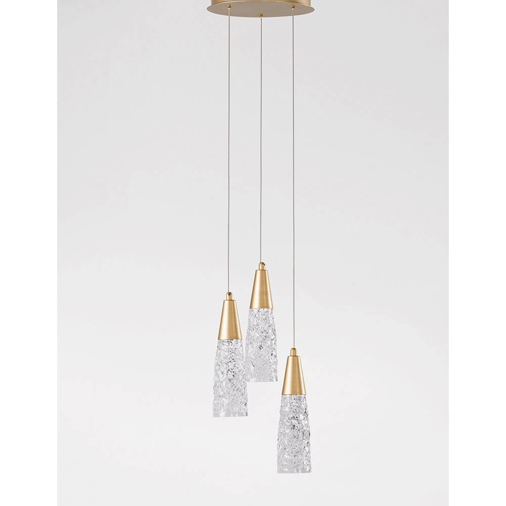 Kovac Hängelampe 3-flammig Glas Gold mit elegantem Design und dekorativem Glas.