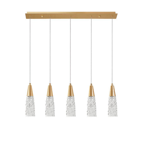 Kovac Hängeleuchte 5-flg Metall Glas mit eleganten, gläsernen Lampenschirmen und goldenen Akzenten.