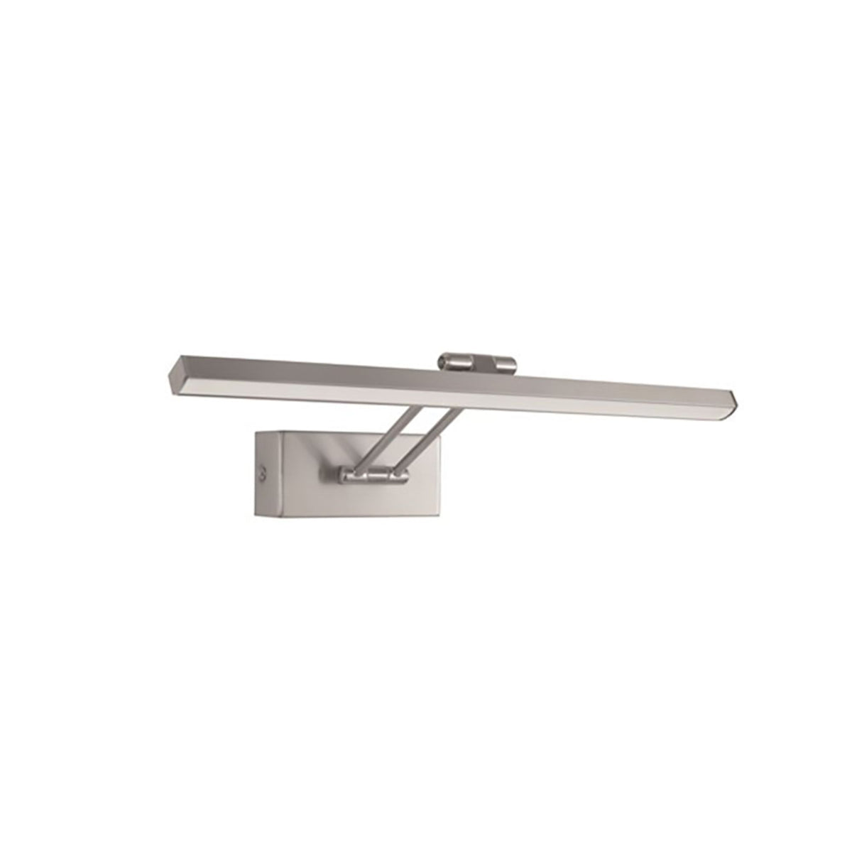 Nova Luce LED wall light Marnell in silver, modern elongated wall lamp with adjustable arm, front view