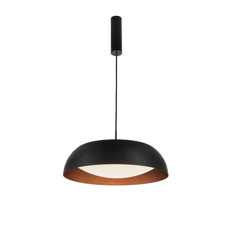 Landon LED Hängelampe Ø 60cm Schwarz in modernem Design mit Holzdetails.