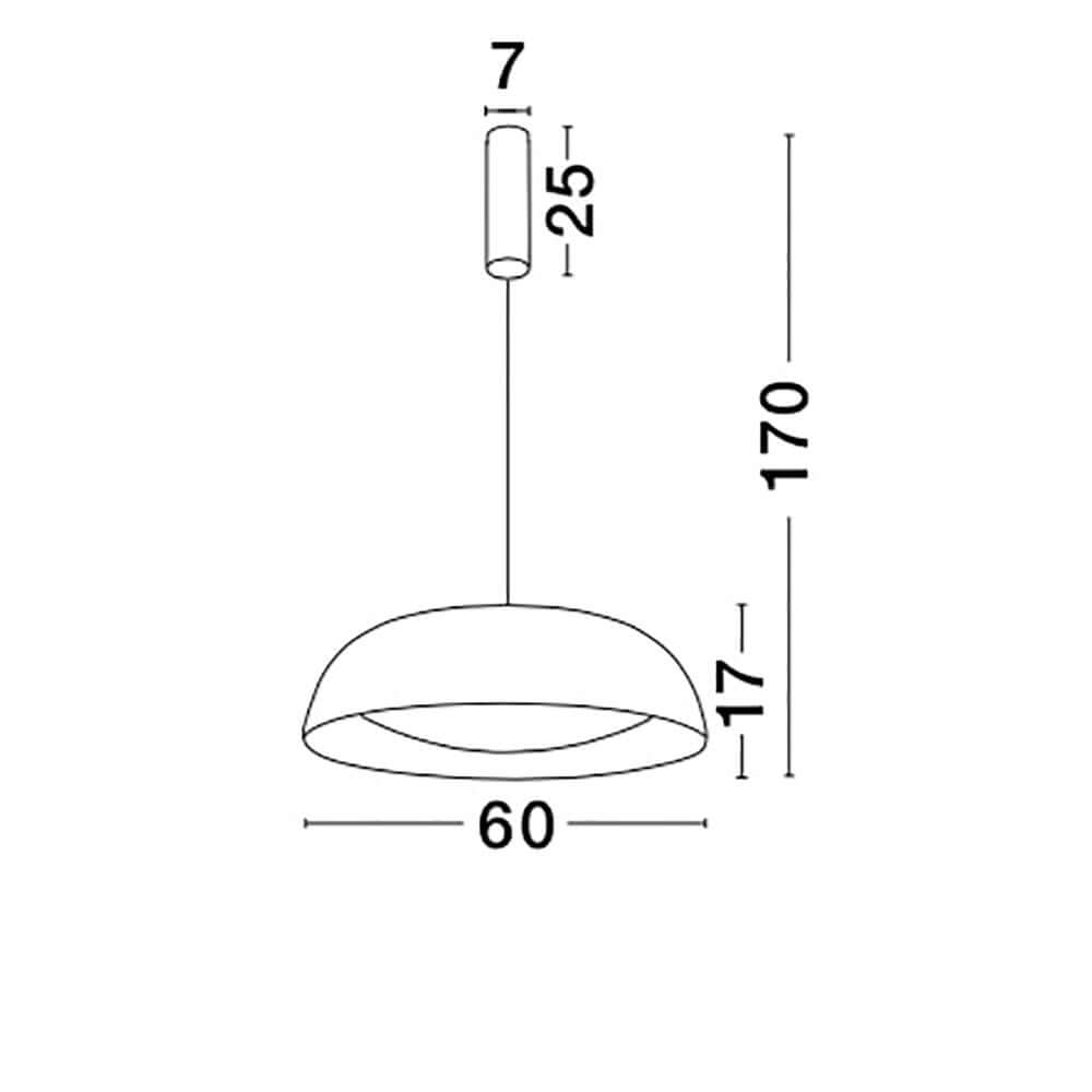 Landon LED Hängelampe Ø 60cm Schwarz technische Zeichnung mit Maßen
