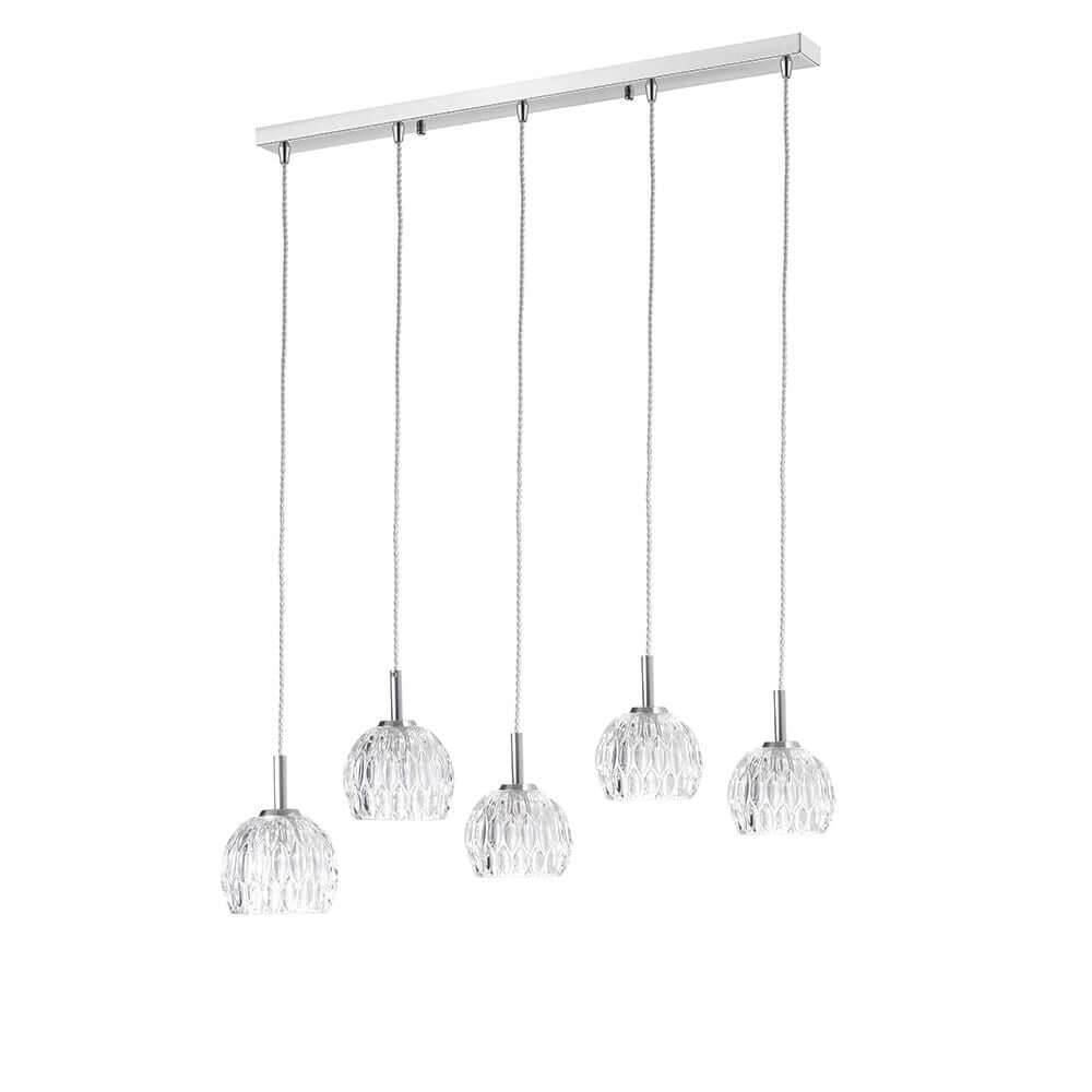 Nova Luce Lara Hängelampe 5-flg. Glas mit elegantem Design aus Aluminium und klarem Glas.