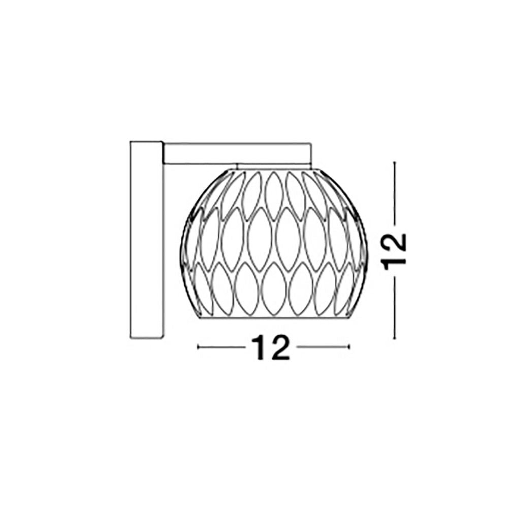 Lara Wandlampe Glas Chrom, modernes Design, Aluminium mit klarer Glaskugel, Maß 12x12 cm.