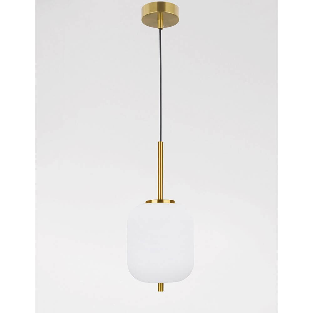 Lato Hängelampe Gold, Weiß - elegante Pendelleuchte mit opalem Glas und goldfarbenem Metall für modernes Wohndesign.