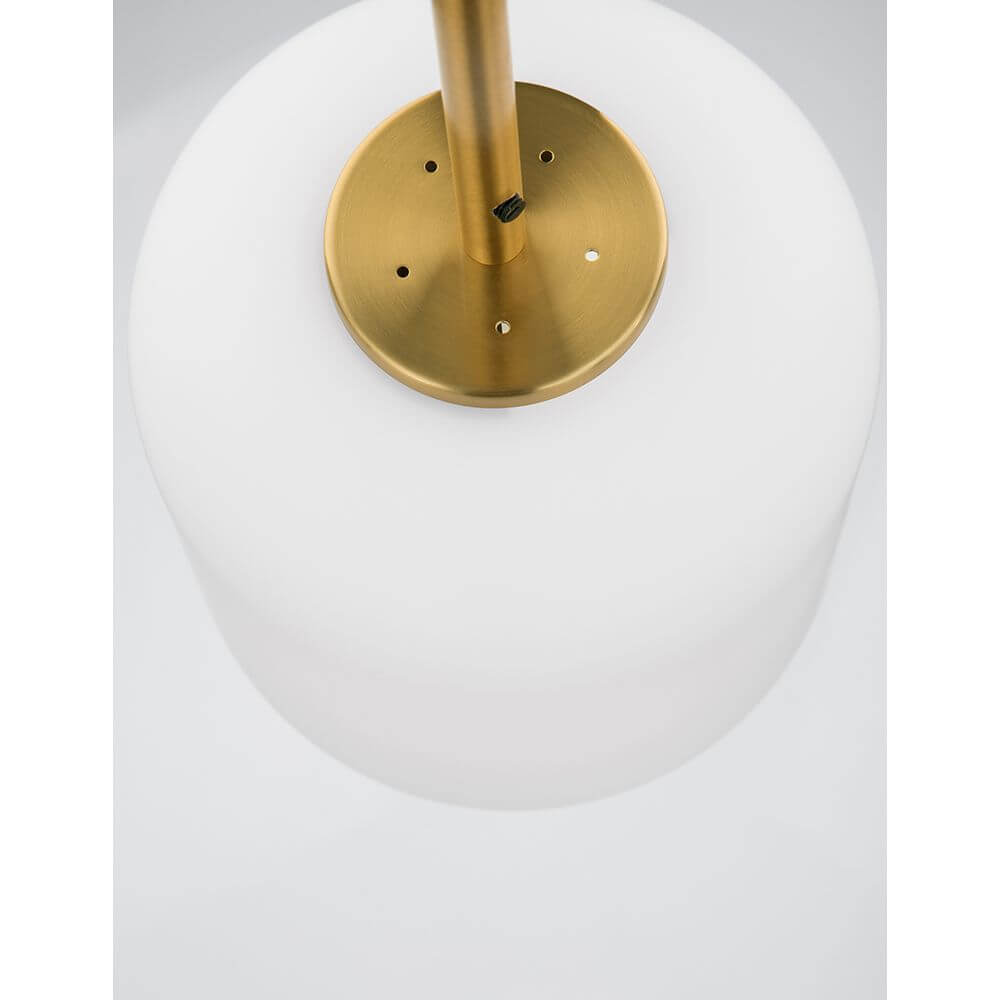 Lato Hängelampe Gold, Weiß - Pendelleuchte mit opalem Glas und goldfarbenem Metall, elegant im Esszimmer.