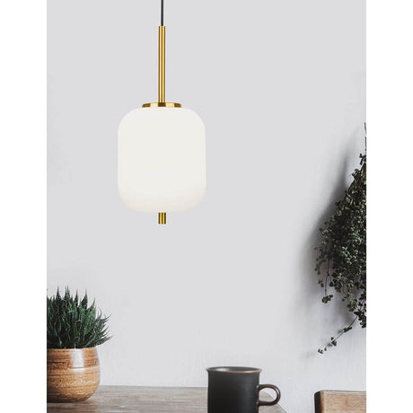 Lato Hängelampe Gold, Weiß: moderne Pendelleuchte mit opalem Glas und goldfarbenem Metall für elegantes Ambiente