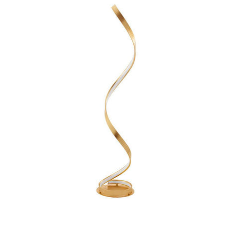Moderne Leon LED Stehlampe 143cm Gold mit geschwungener Form und elegantem Design.