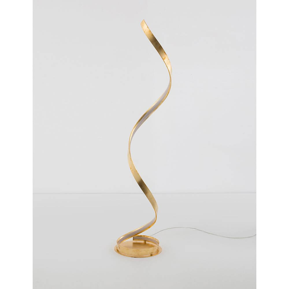 Leon LED Stehlampe 143cm Gold mit stilvollem, schlangenförmigem Design in elegantem Gold-Finish.