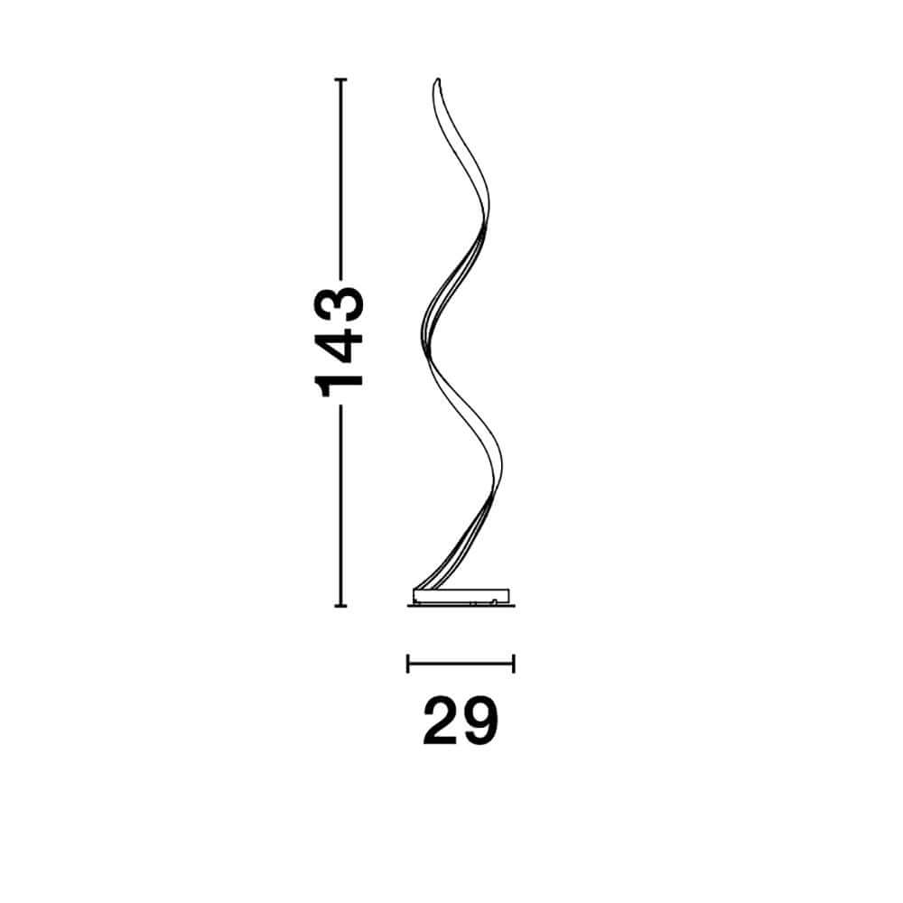 Leon LED Stehlampe 143cm Gold - Maße 143cm Höhe und 29cm Breite, elegantes Design für moderne Räume.