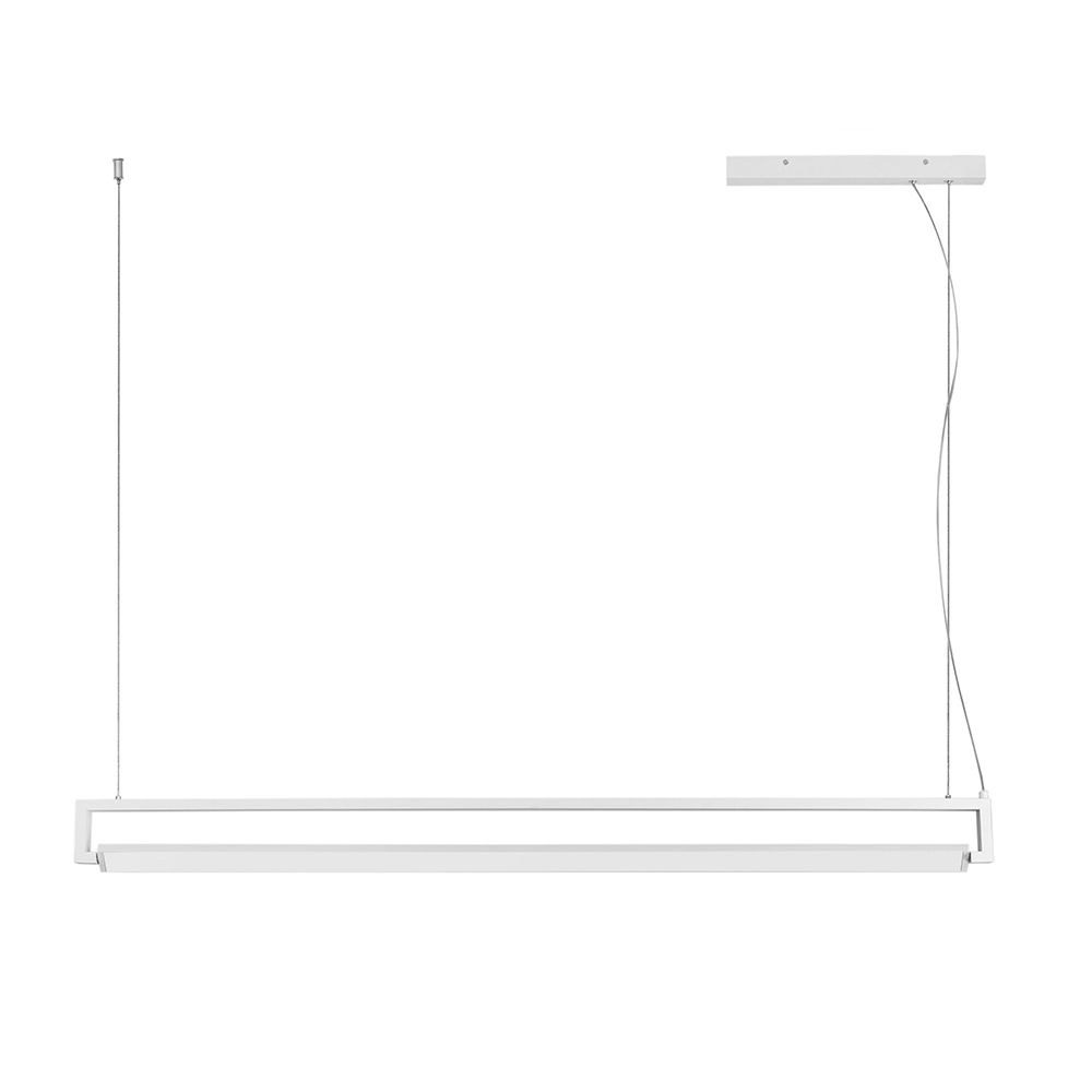 Line LED Hängeleuchte in Weiß, 130 cm lang, modernes Design für stilvolle Beleuchtung.