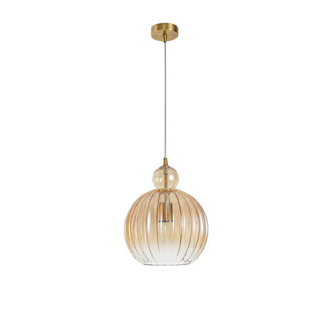 Nova Luce Lingua Pendellampe Messing, Champagner - elegante Deckenleuchte mit champagnerfarbenem Glasschirm.