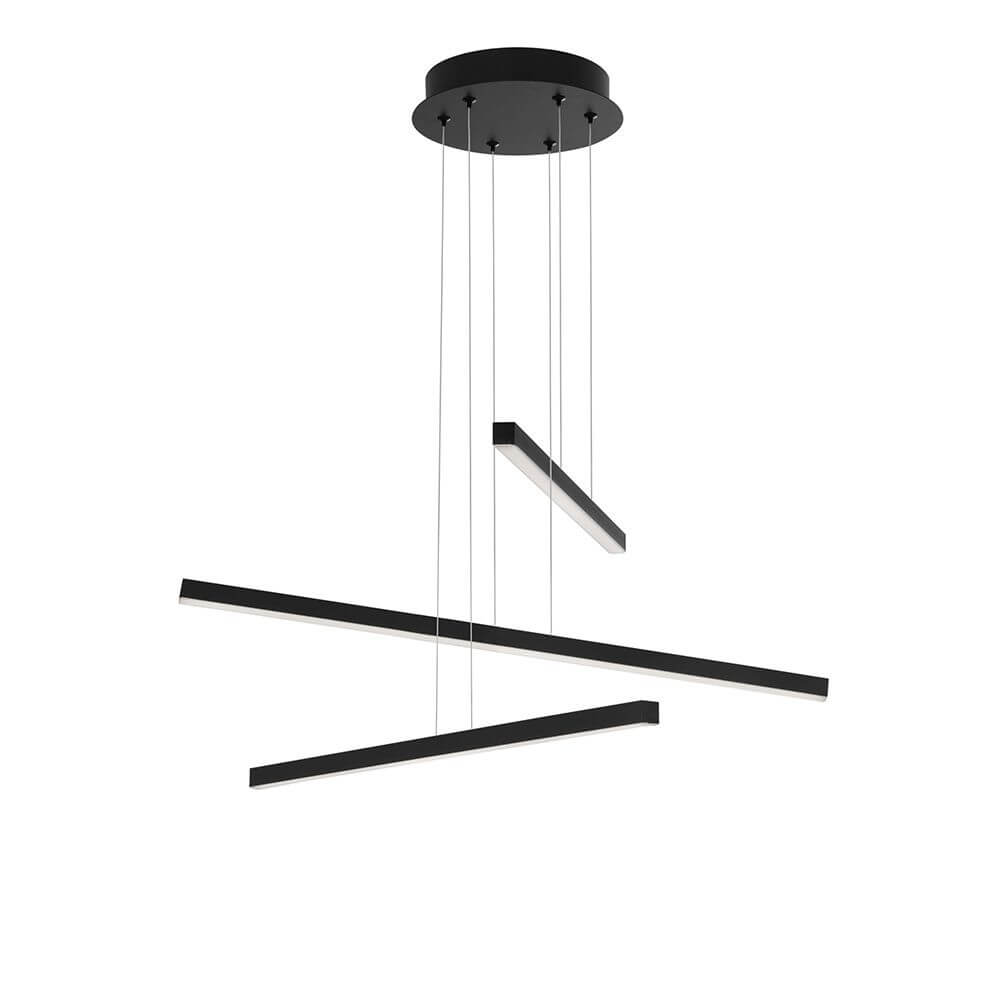 Lior LED Hängeleuchte Schwarz mit modernem Design und schlanker Linie in matte schwarze Oberfläche.