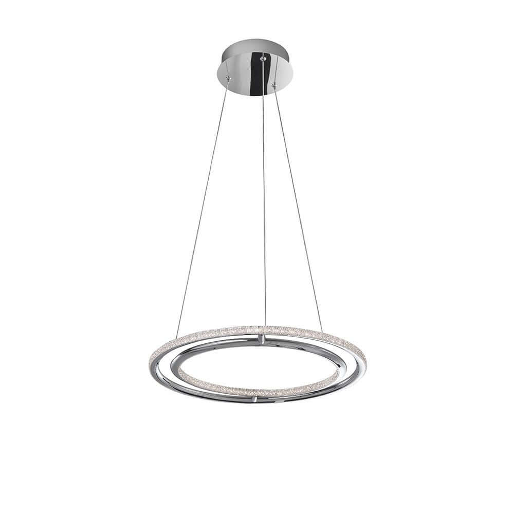 Livorno LED Hängeleuchte Ø 45cm Chrom mit elegantem Design und verstellbaren Kreisen in Chrom.