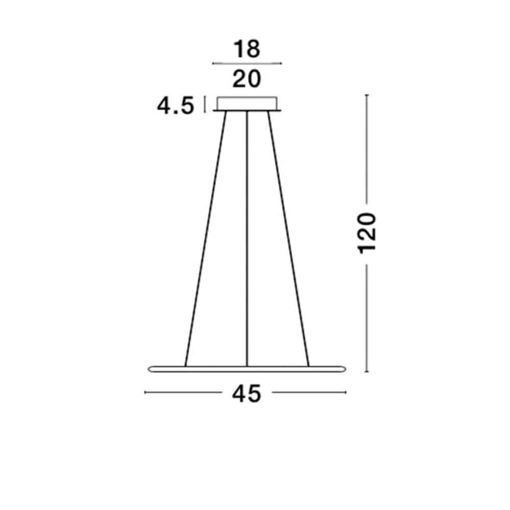 Technische Zeichnung der Livorno LED Hängeleuchte Ø 45cm Chrom mit Maßen.