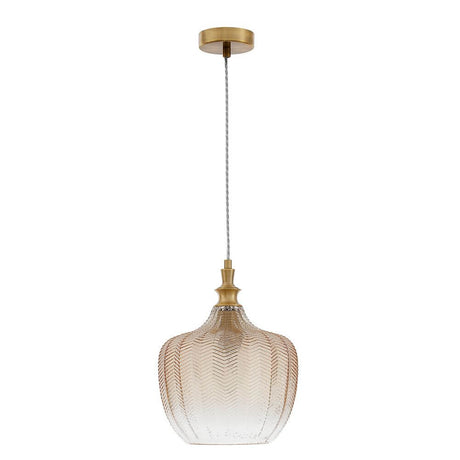 Loni glass pendant lamp Gradient Colored in an elegant shape with gold-colored metal and a champagne-colored glass shade.
