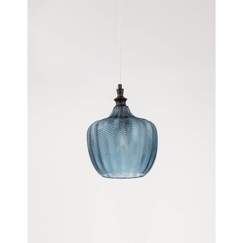 Loni Glas-Pendellampe Verlaufend Farbig in modernem Design mit blauem Glas und eleganter Form.