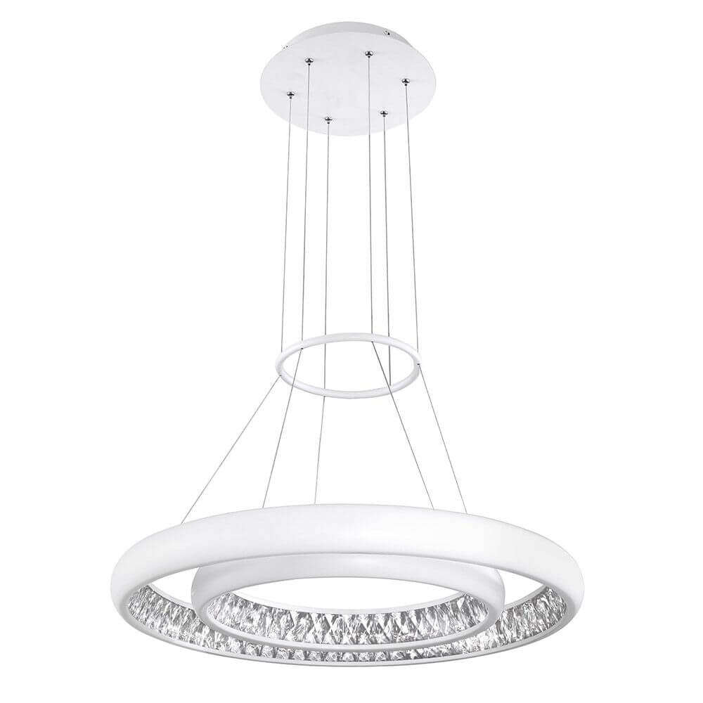 Lumi LED Hängeleuchte Ø 60cm Weiß, moderne Deckenlampe mit elegantem Design und LED-Beleuchtung.