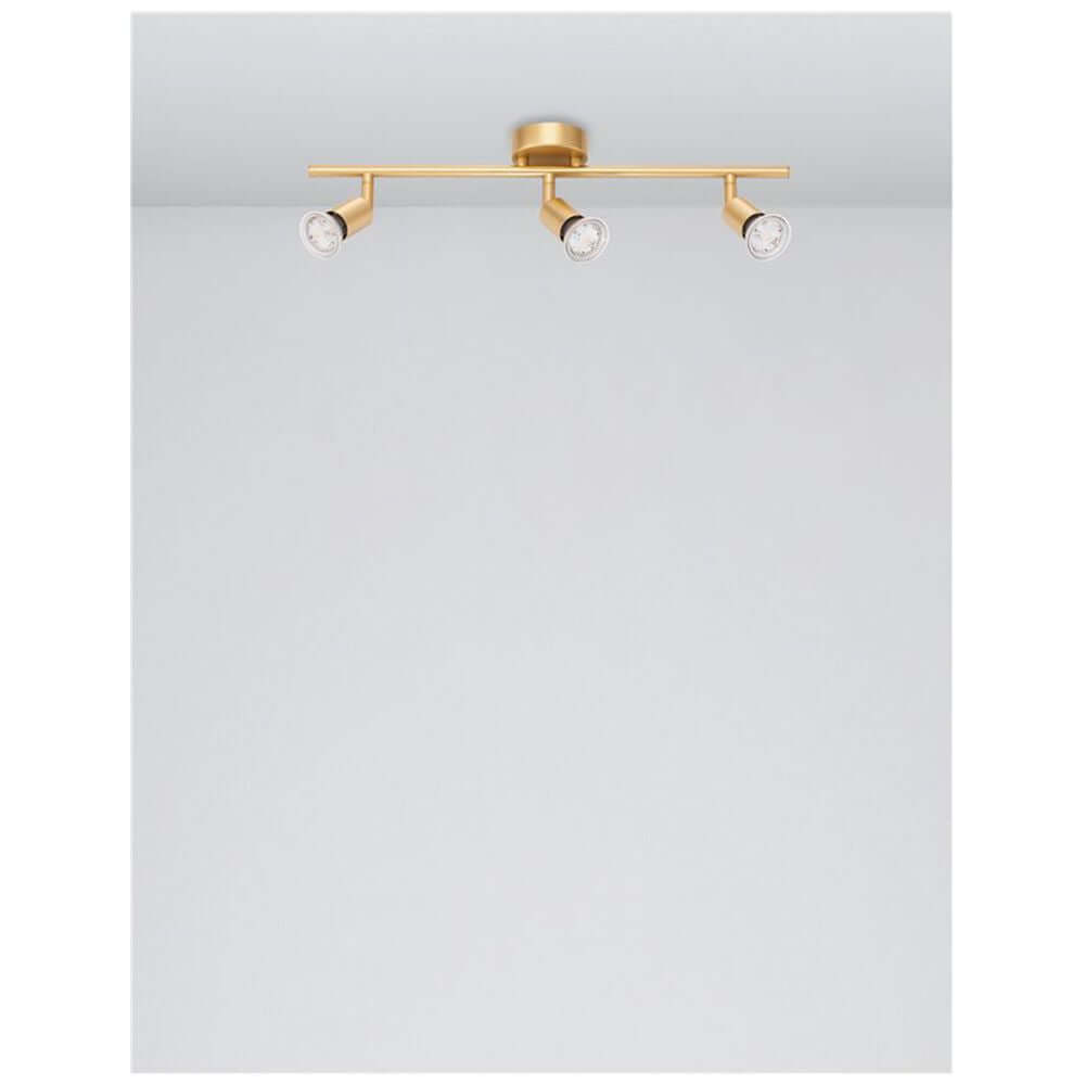 Lup Balkenstrahler 3-flammig Metall in modernem Design mit goldener Oberfläche und drei beweglichen Strahlern.