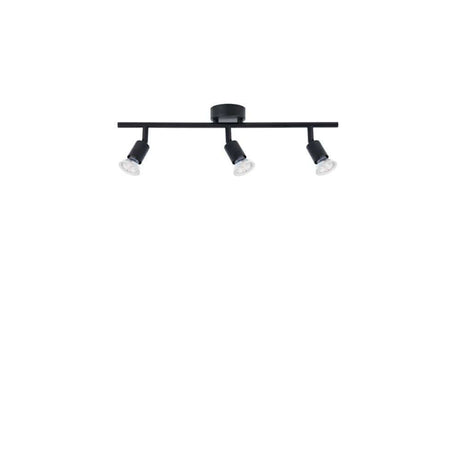 Lup 3-light bar spotlight made of metal in elegant black with three adjustable spotlights for optimal light distribution.