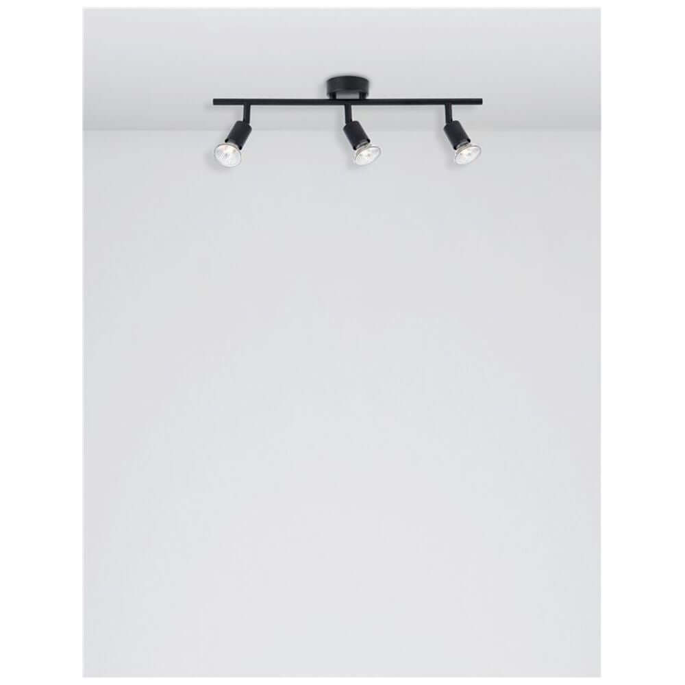 Lup Balkenstrahler 3-flammig Metall an der Decke montiert, modernes Design aus schwarzem Metall.