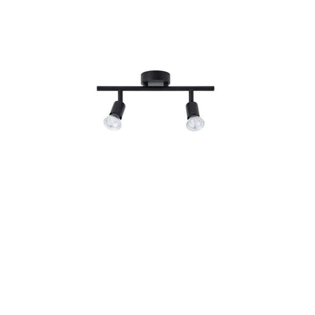 Lup 2-pære spotlight lavet af sort metal med to bevægelige spots for optimal lysfordeling.