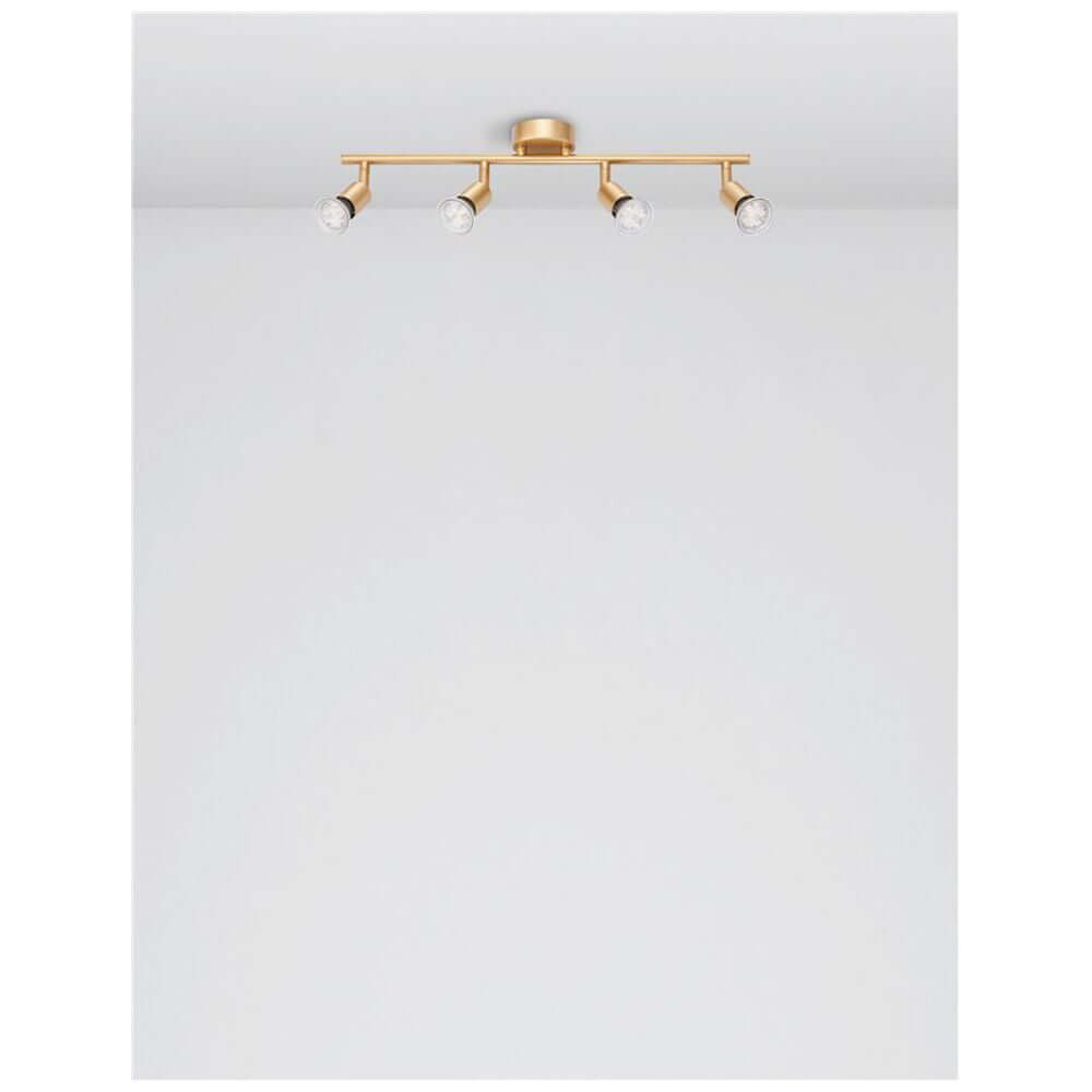 Lup Deckenstrahler 4-flammig Metall in gold mit vier beweglichen Strahlern.