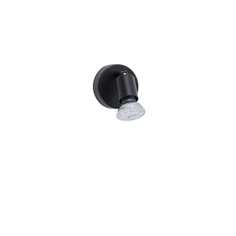 Lup Spot wall lamp metal mounted on the wall with an elegant black design and adjustable spotlight.