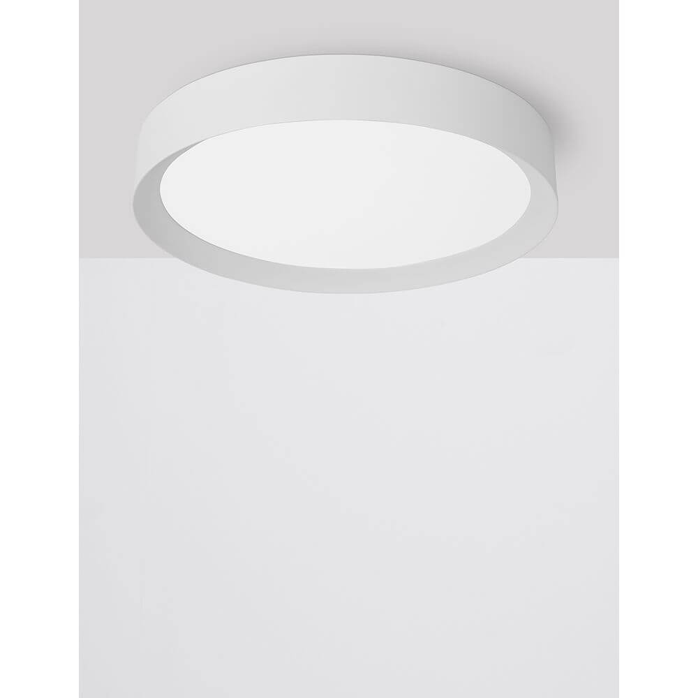 Luton LED Deckenleuchte Ø 55cm – weiße, minimalistische runde Deckenleuchte, warmweißes LED-Licht, ideal für Esszimmer oder Wohnzimmer