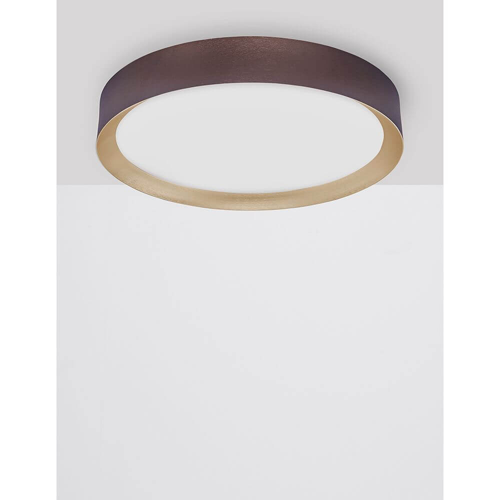Alt Tag: Luton LED Deckenleuchte Ø 55cm - moderne runde Deckenleuchte in Braun/Gold, warmweißes LED-Licht ideal für Esszimmer und Wohnzimmer