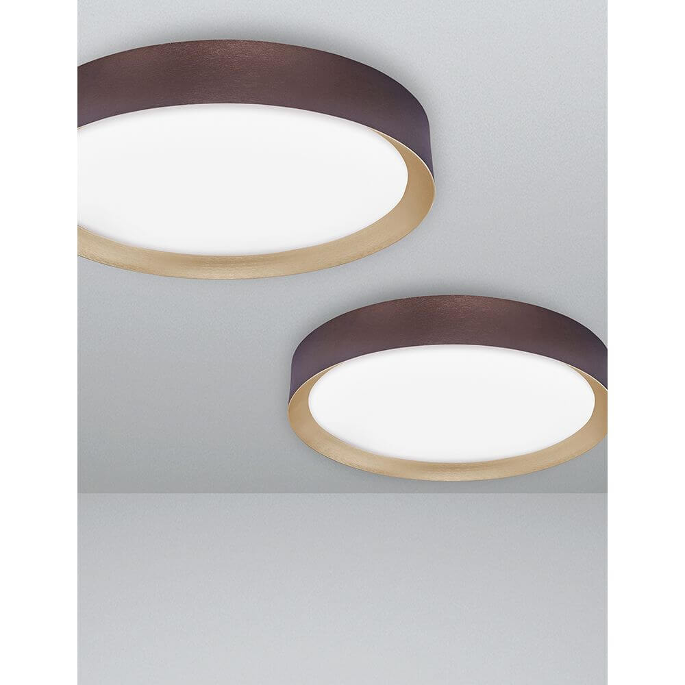 Luton LED Deckenleuchte Ø 55cm - moderne runde LED-Deckenlampe mit braun-goldenem Rand, warmweiß, ideal für Esszimmer, Flur oder Wohnzimmer