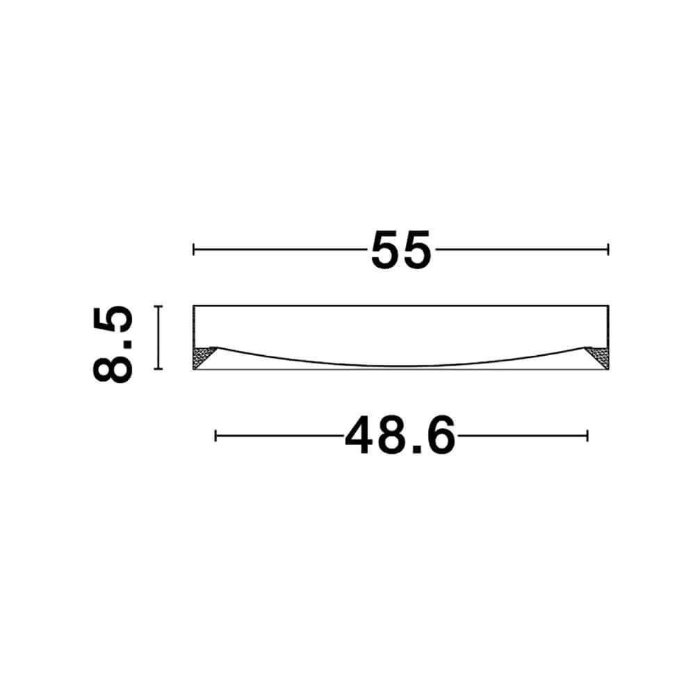 Alt Tag: Luton LED Deckenleuchte Ø 55cm technische Zeichnung mit Maßen 55x8,5 cm und Sichtmaß 48,6 cm