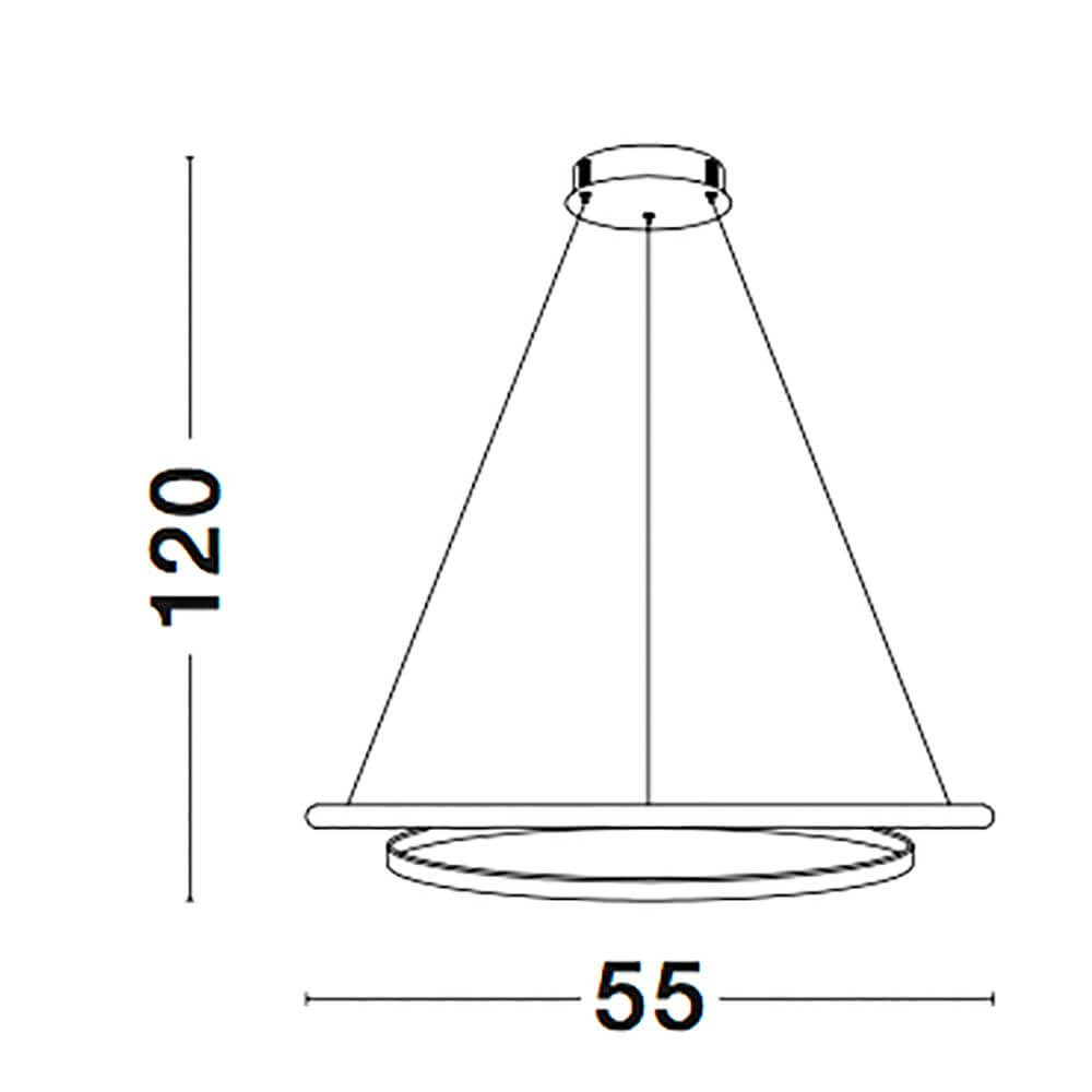 Malvi LED Hängelampe Sandig-Schwarz Maße 120 cm Höhe, 55 cm Durchmesser, modernes Design.