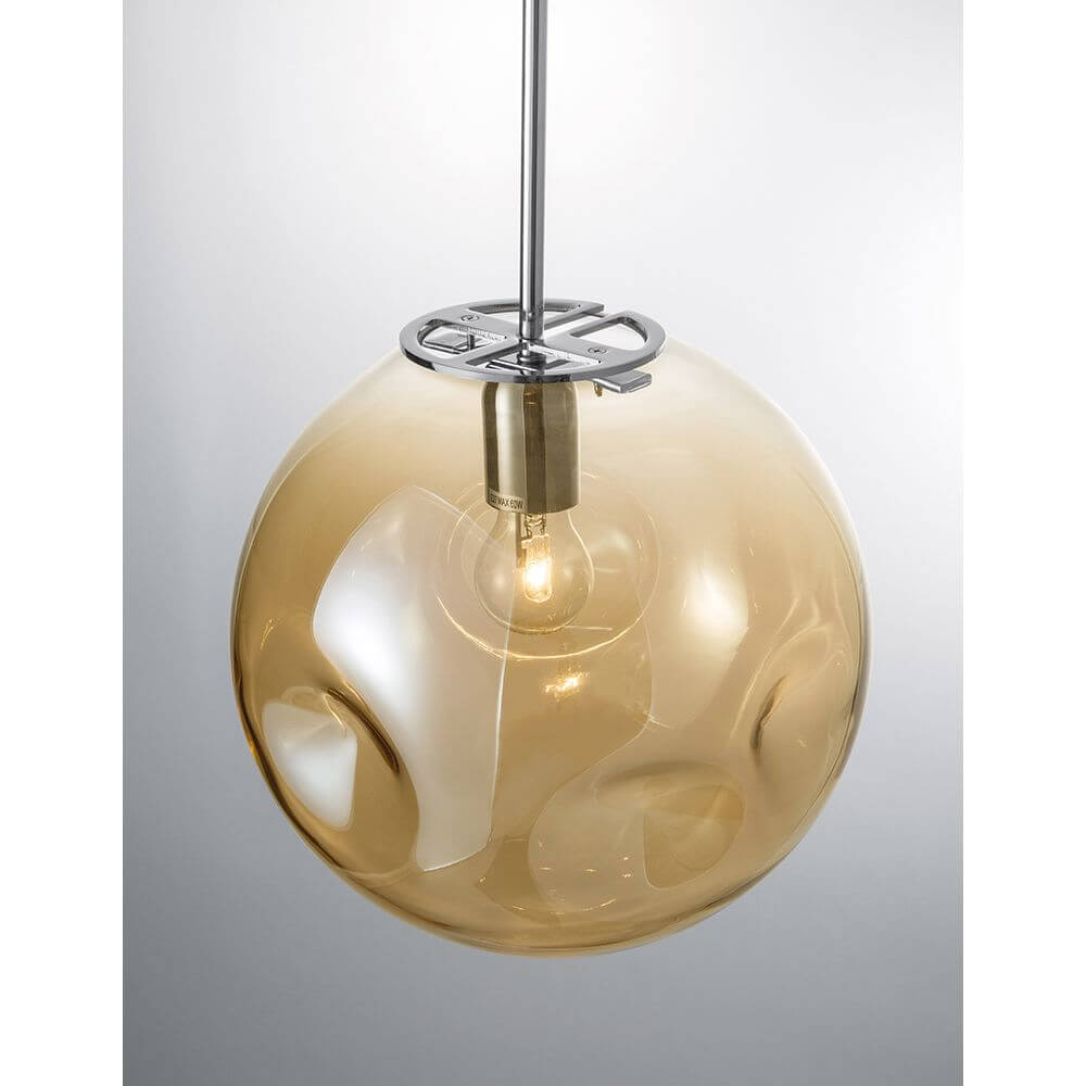 Mayan Hängelampe Ø 30cm Kugel, Glas - moderne Pendelleuchte mit champagnerfarbener Glaskuppel