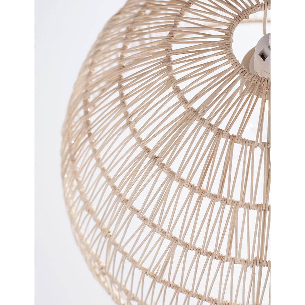 Melody Natur Rattan Hängelampe Halbsphäre – geflochtener naturfarbener Rattan-Lampenschirm, harmonisches Lichtspiel für Esszimmer und Wohnzimmer