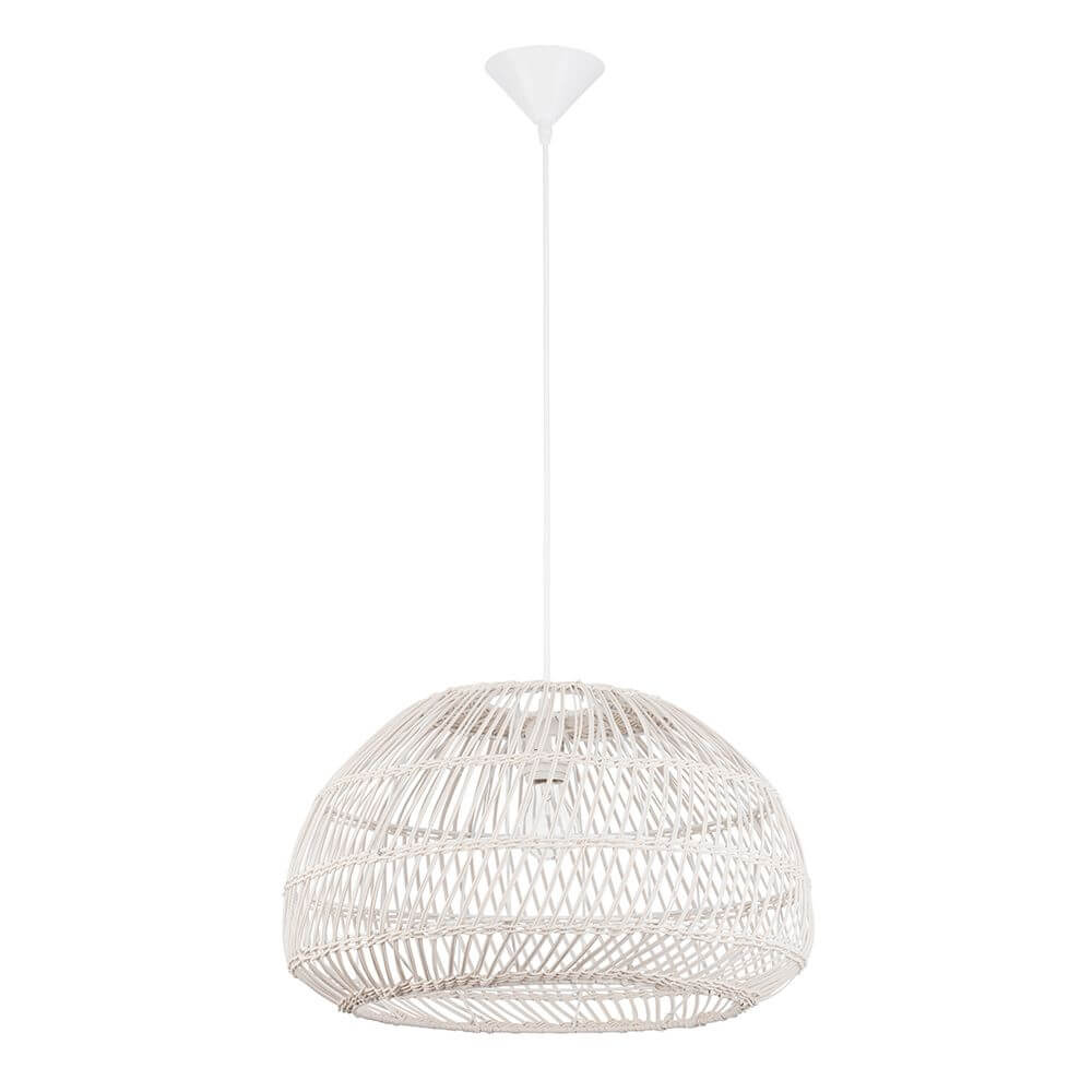 Melody Hängelampe Natur Rattan – handgefertigte Pendelleuchte aus Rattan in schlichtem Weiß.