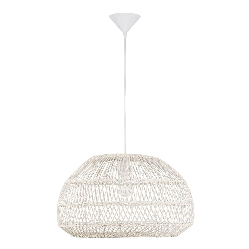 Melody Hängelampe Natur Rattan in handgefertigtem weißen Rattan für ethno und skandinavischen Stil.